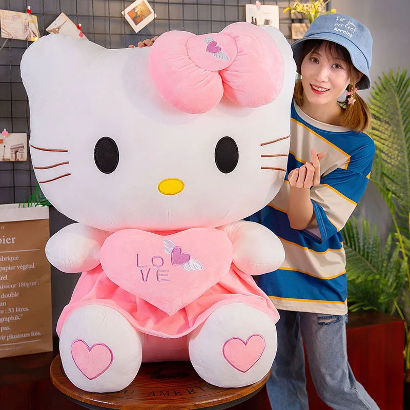 Pelúcia Hello Kitty Sanrio (30–55cm) – Fofa, Macia e Perfeita para Presentear