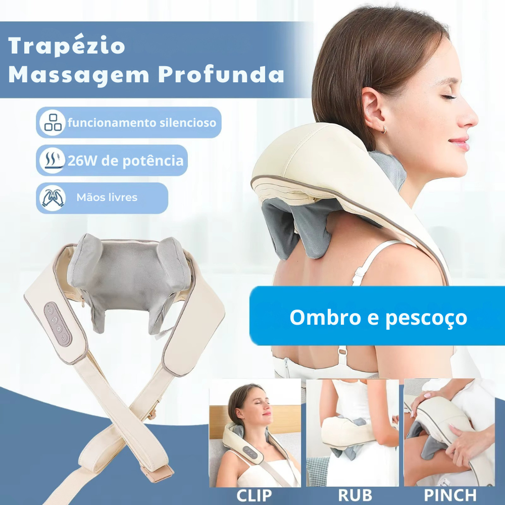Massageador Elétrico para Pescoço e Ombros – Alívio da Tensão e Sono Mais Profundo