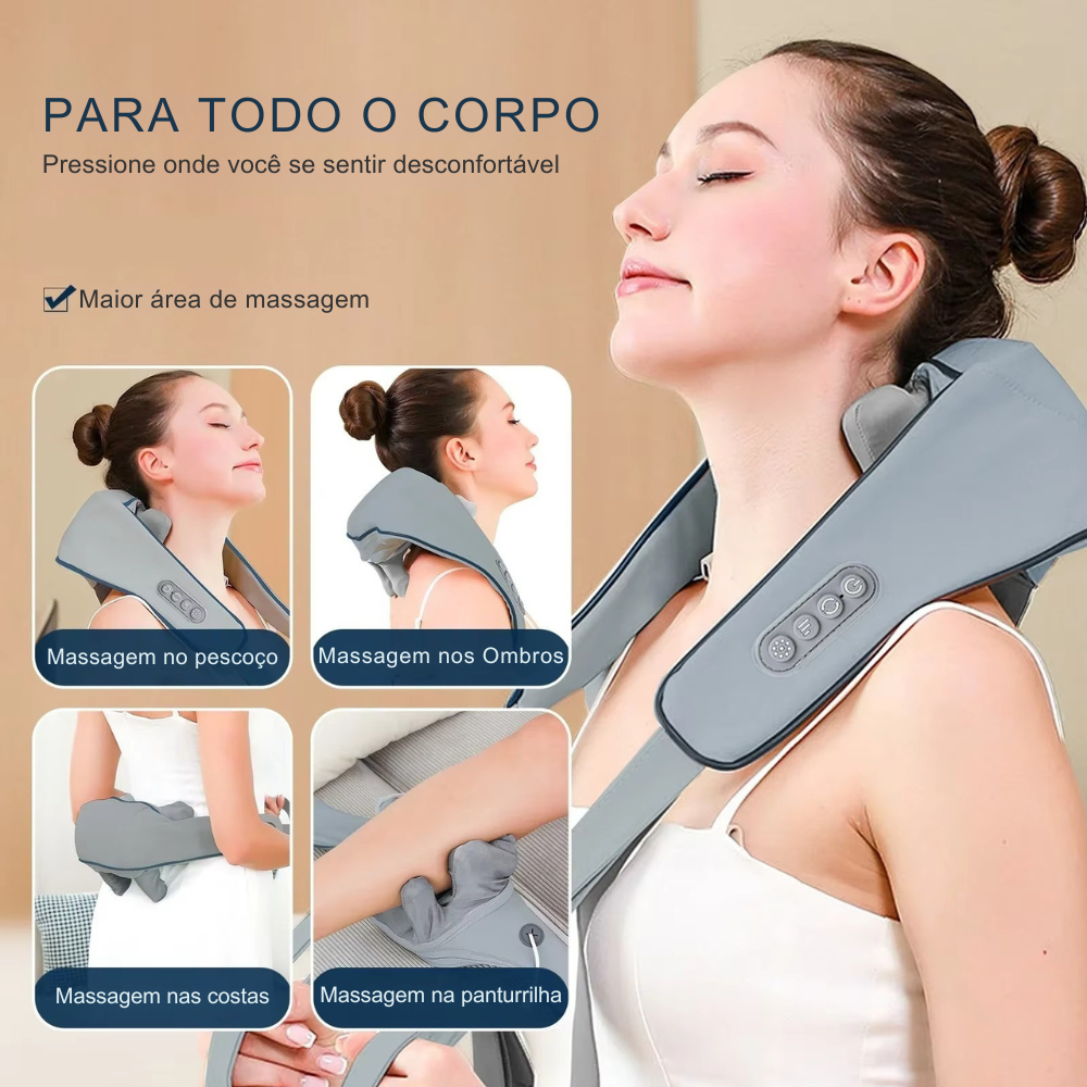 Massageador Elétrico para Pescoço e Ombros – Alívio da Tensão e Sono Mais Profundo
