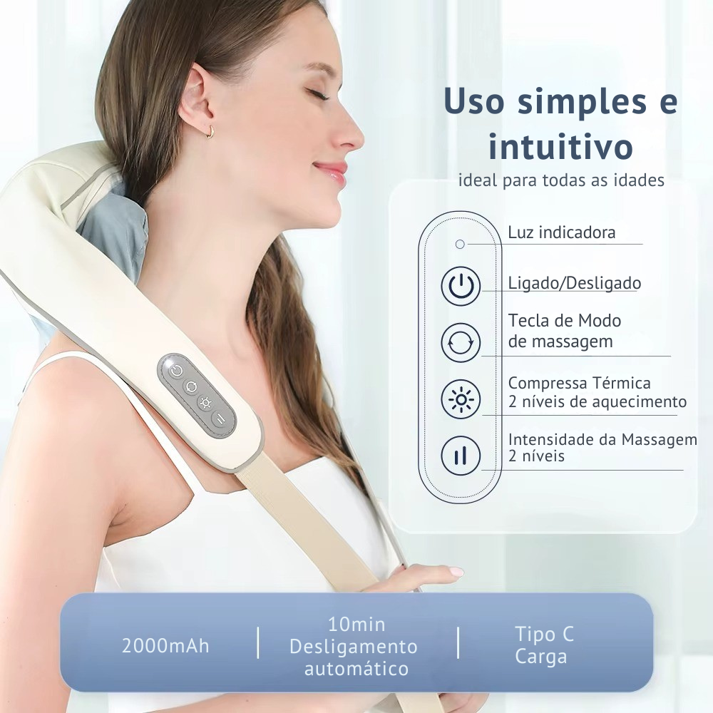 Massageador Elétrico para Pescoço e Ombros – Alívio da Tensão e Sono Mais Profundo
