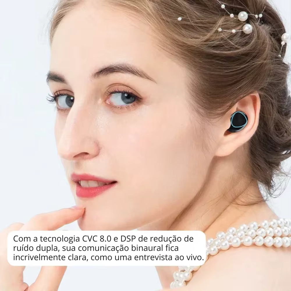 Fone Bluetooth com Microfone, Estojo Carregador e Tela LED – Som Potente e Conexão Sem Fio
