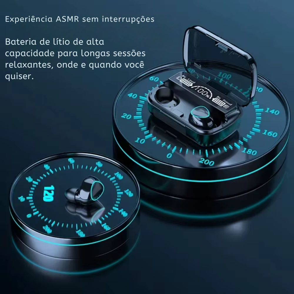 Fone Bluetooth com Microfone, Estojo Carregador e Tela LED – Som Potente e Conexão Sem Fio