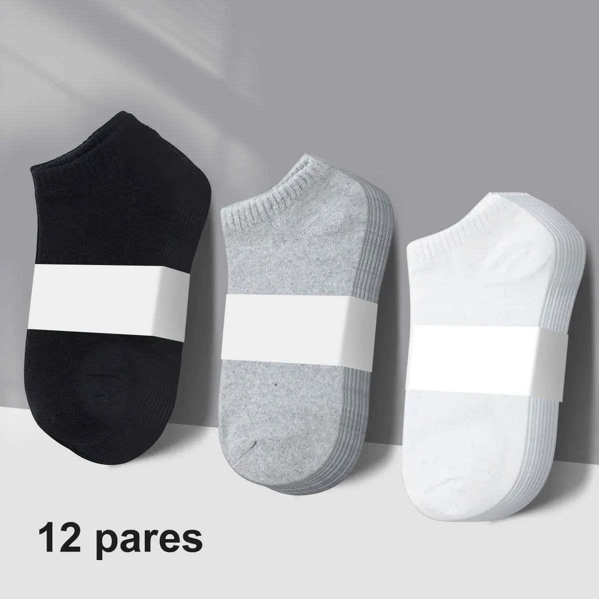 Kit com 12 Pares de Meias Masculinas – Corte Baixo e Conforto Anatômico