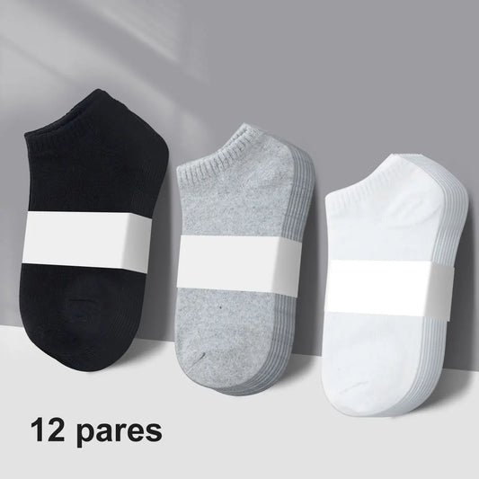 Kit com 12 Pares de Meias Masculinas – Corte Baixo e Conforto Anatômico