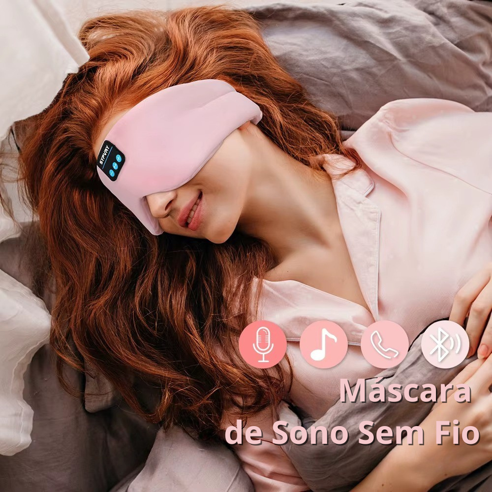 Máscara de Dormir com Fones Bluetooth – Conforto, Escuridão e Música para um Sono Profundo