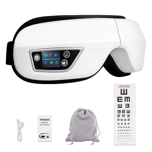 Massageador Ocular Inteligente com Airbag, Vibração, Aquecimento e Música Bluetooth – Alívio de Fadiga, Olheiras e Cansaço Visual